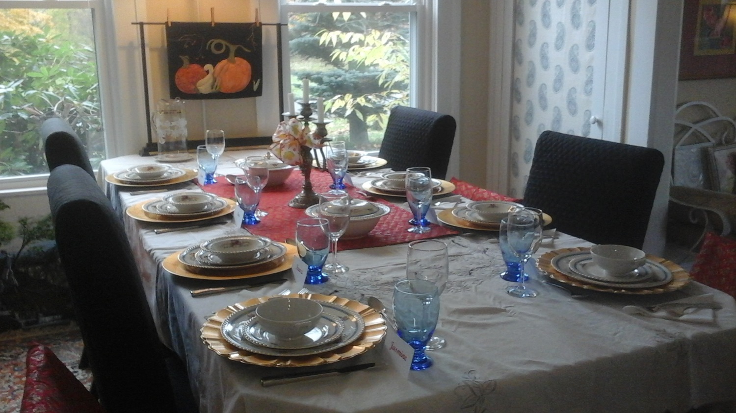 Jasmine's table set for a family gathering.