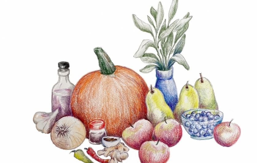 Illustration of ingredients in holiday chutney recipes