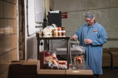 Food scientist Dean Obrien in the test kitchen at Wardynski Meats