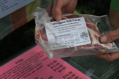 Canadian bacon from Toboggan Hill Farm at the Westfield Farmers Market