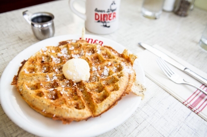 Poppyseed waffle at the Swan Street Diner