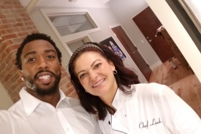 Chef Linh and client, quarterback Tyrod Taylor