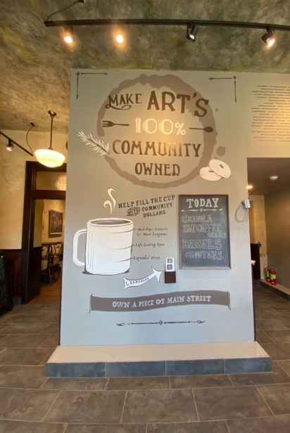 Welcome wall at the Arts Café in Springville