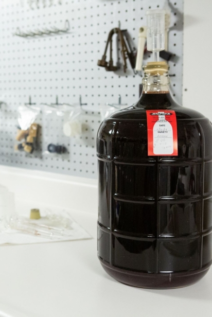 Carboy of wine juice from Walkers Farm, Forestville, NY