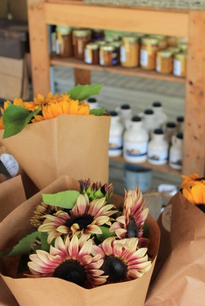 Flowers and farm store at Burdick Blueberries