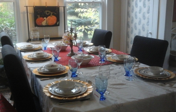 Jasmine's table set for a family gathering.