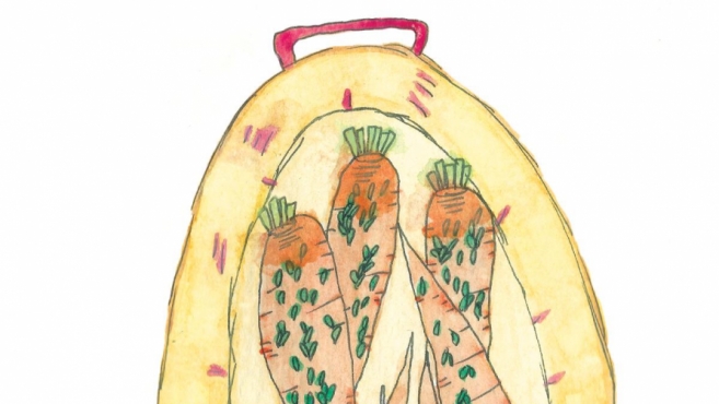 Roasted carrots illustrated by India Seychew