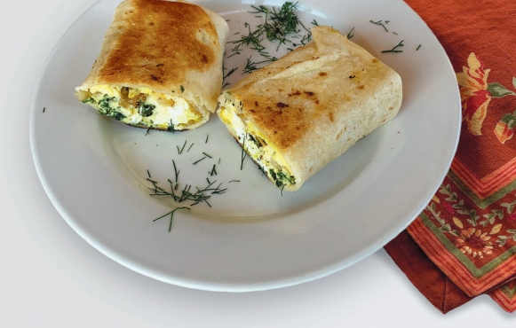 Spanakopita-Inspired Breakfast Burritos