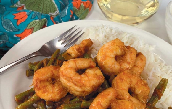String beans and shrimp curry