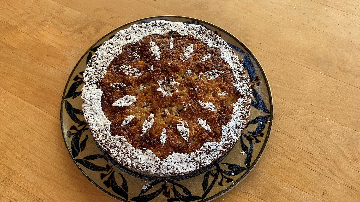 Parsnip cake with sugar stencil