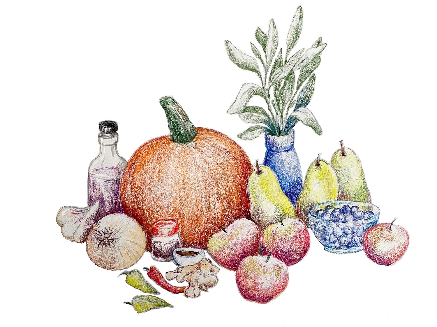 Illustration of ingredients in holiday chutney recipes